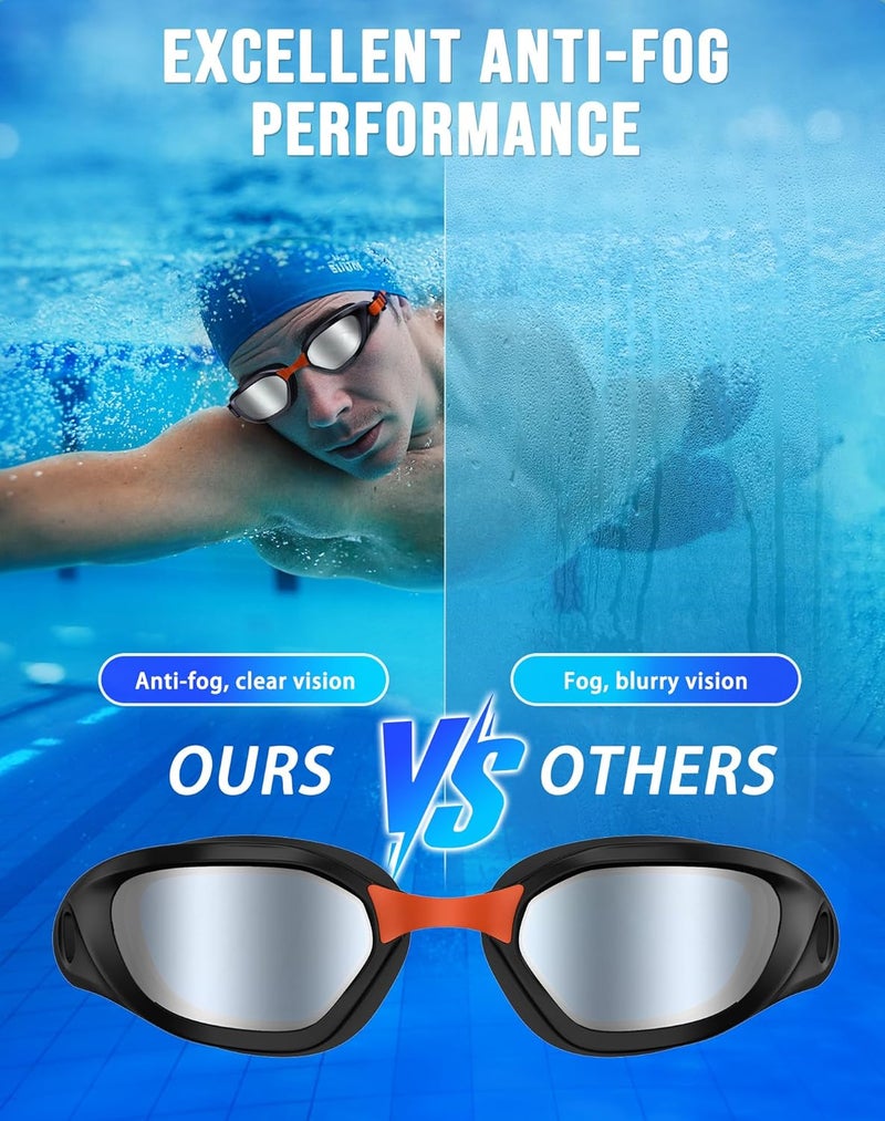 Vegemono Swim Goggles, Unisex Adult Swimming Goggles Anti Fog Anti UV No Leakage Wide View for Men Women Youth - Image 3